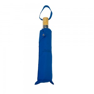 Cabo de madeira Ovida para guarda-chuva de três seções estilo comercial de luxo para guarda-chuva portátil azul de 8 painéis logotipo personalizado e design claro