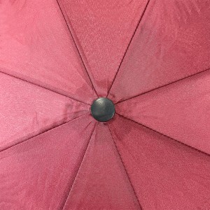 Ovida 23 tommer entusiastisk rød voksen paraply med pongee stof metalramme og sikkerhedsstruktur tre folde paraply til brugerdefineret logo