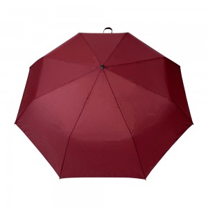 Guarda-chuva vermelho entusiástico de 23 polegadas Ovida com armação de metal de tecido pongee e estrutura de segurança três guarda-chuva dobrável para logotipo personalizado