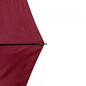 Ovida 23-tommers entusiastisk rød voksenparaply med metallramme av pongee-stoff og sikkerhetsstruktur tre sammenleggbar paraply for tilpasset logo