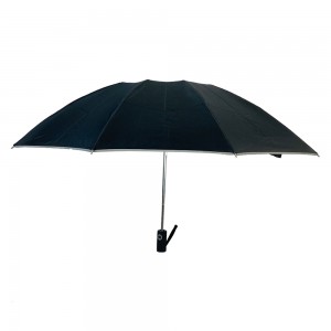 I-Ovida Three Folding Auto Open Auto Vala Ngokuzenzakalelayo Reverse 10 Spokes Windproof Pongee Black Coating Umbrella