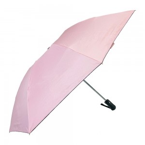 Ovida negru acoperire UV trei umbrele pliabile umbrelă complet automată roz 8 panouri țesături pongee umbrele pliabile ușor de uscat