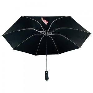 Ovida siyah uv kaplama üç katlanır şemsiye tam otomatik şemsiye pembe 8 panel ipek kumaşlar kolay kuru katlanabilir şemsiyeler