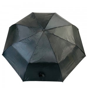 Ovida umbrelă de ploaie cu mâner din cauciuc negru de înaltă calitate pentru bărbați cu deschidere automată, închidere în trei ori, acoperire albastră neagră, umbrelă de golf pliabilă de 27 inch