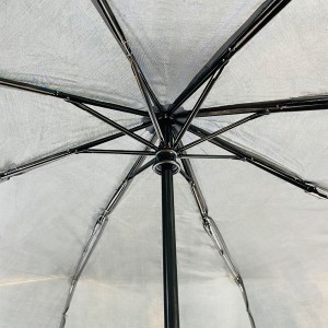 Ovida hochwertiger Regenschirm mit schwarzem Gummigriff für Herren, automatisches Öffnen und Schließen, dreifach, blau-schwarze Beschichtung, 27-Zoll-Klappgolfschirm