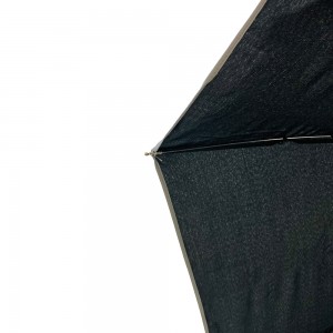 Ovida 프리미엄 품질의 명주 세 접는 우산 강한 방풍 프레임 우아한 블랙 그레이 파이핑 레인 우산