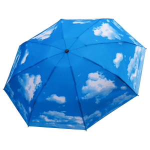 Ovida Outomatiese drie-afdeling sambreel Blue Sky Color Windproof Kompakte reissambreel met pasgemaakte logo
