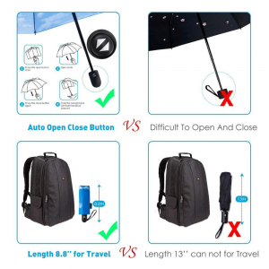 Ovida Automatisk tre sektion paraply Blue Sky Color Vindtæt Kompakt rejseparaply med brugerdefineret logo