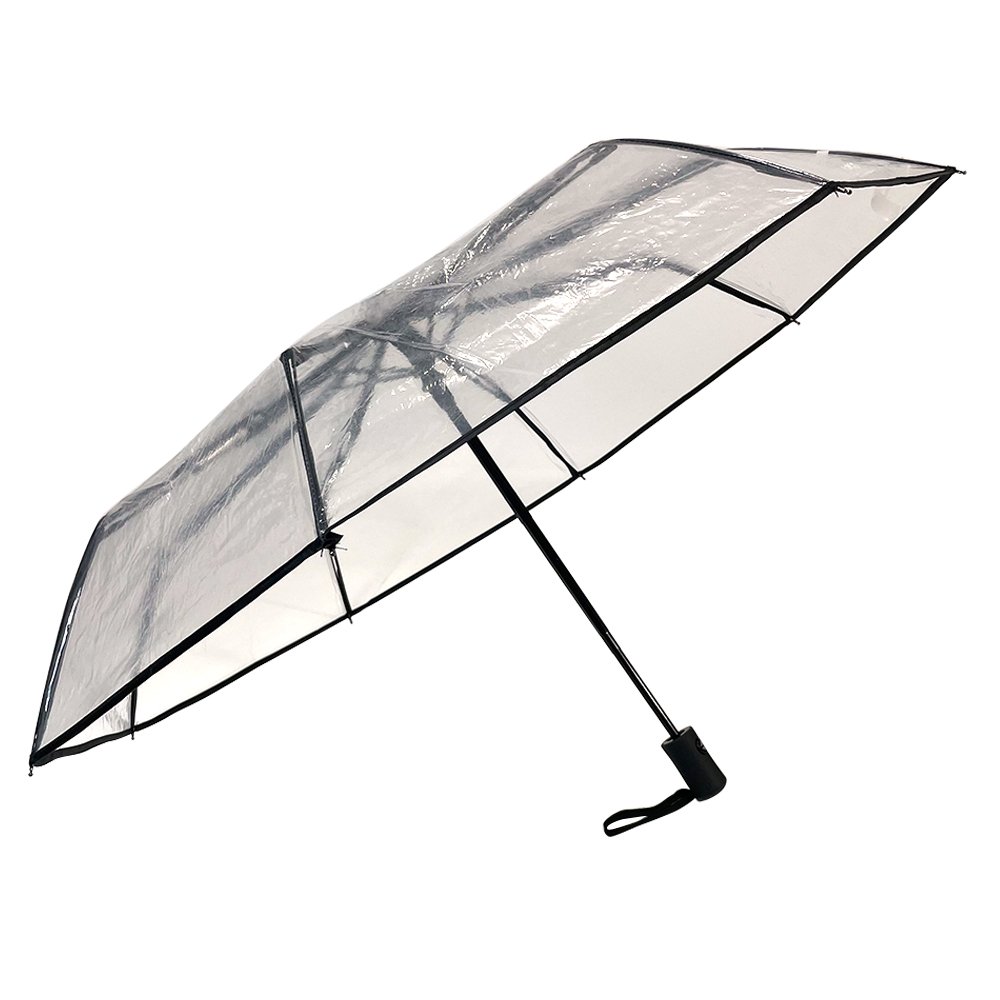 OVIDA Nij ûntwerp rjochte golf Promoasje Transparante paraplu / Princess 3 opklapbare bumbershoot / dúdlik oanpaste paraplu