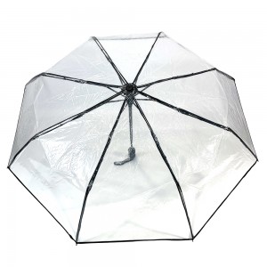 OVIDA Desain baru straight golf Promosi Payung transparan / Princess 3 folding bumbershoot / clear custom payung