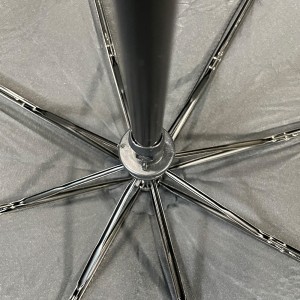 Ovida automatische 3 vouw zwarte paraplu met rubberen coating handvat 8 ribben goedkope prijs voor promotie opgevouwen paraplu