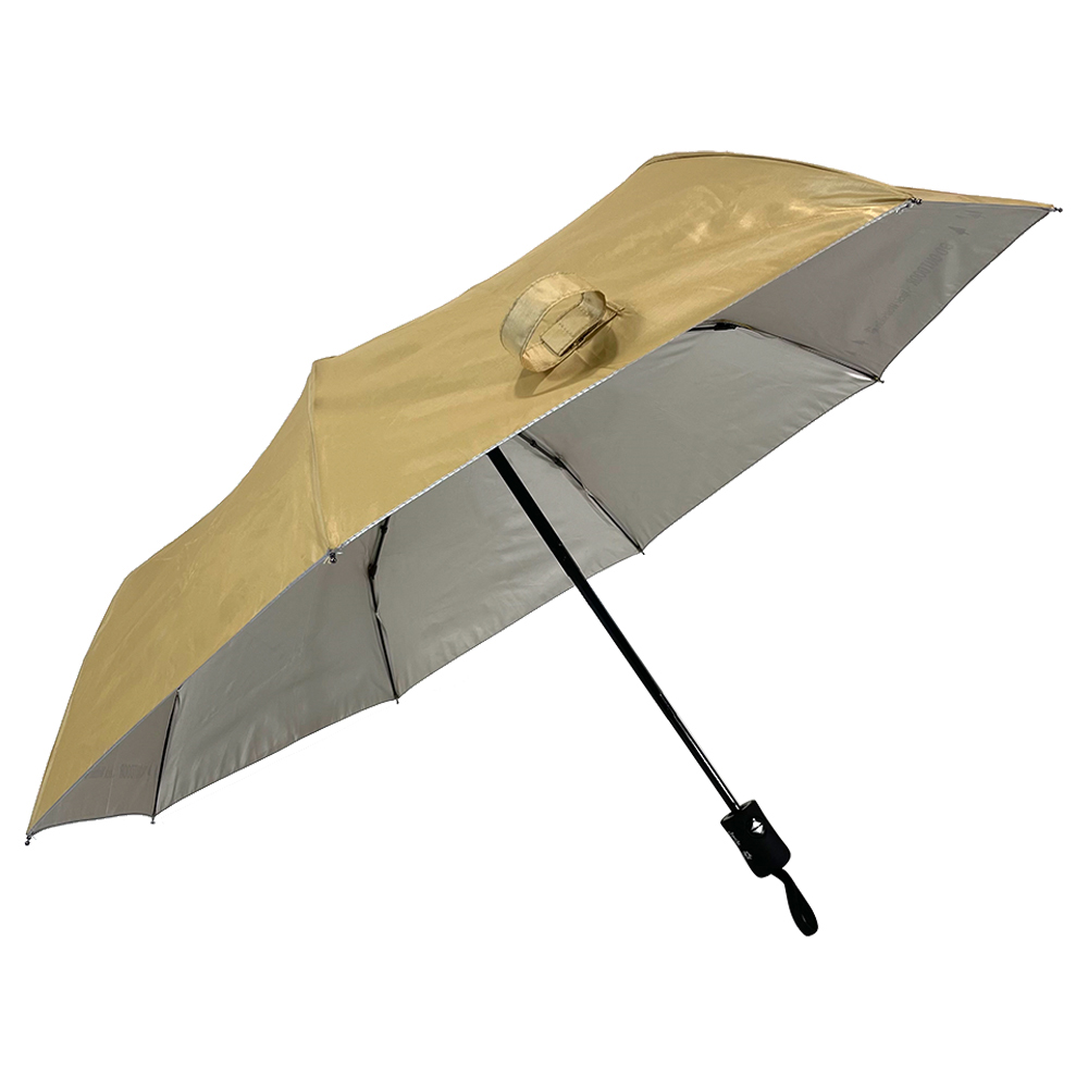 Ovida Nydesignet Sølvlim Anti Ultraviolet bærbar paraply Tre foldeparaply til strandrejse automatisk paraply