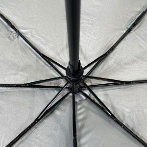 Овидиа комерцијални анти УВ аутоматски отворени кишобран за путовања по сунцу и киши, црни кишобран са гуменом ручком са прилагођеним логом