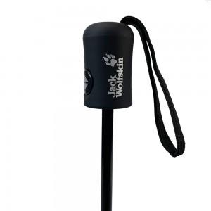 Ovida comercial anti uv automático aberto sol chuva mercado de viagens guarda-chuva preto alça de borracha com estampas de logotipo personalizado
