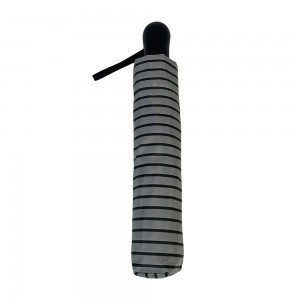 OVIDA ร่ม 3 ພັບ Full-auto Open And Close Umbrella Black And White Striped Umbrella