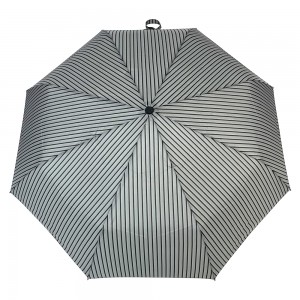 OVIDA ร่ม 3 ພັບ Full-auto Open And Close Umbrella Black And White Striped Umbrella
