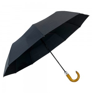 OVIDA Parapluie à 3 pliables Manche en bois Parapluie haut de gamme pour coffret cadeau Parapluie d'invitation
