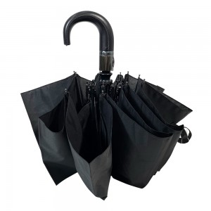 OVIDA 3-folding 10 Ribs Umbrella J Shape Handle High-end Umbrella Logo Customized Umbrella
