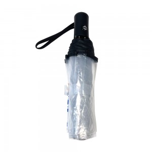 Materiál Ovida Poe Mini vetruodolný skladací dážď Priehľadný plastový kryt 3 skladacie vonkajšie dáždniky Ekologické recyklovanie Fashion Lady 3 skladacie priehľadné dáždniky Poe