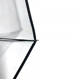 Овида Пое материјал Мини ветроотпорни преклопни прозирни пластични поклопац за кишу 3 преклопни спољни кишобрани Еколошки прихватљиви рециклажни модни Лади 3 склопиви провидни кишобрани Пое кишобрани