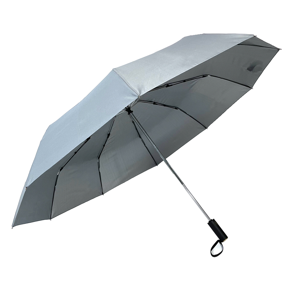 Ovida Umbrelă de înaltă calitate Rezistent la vânt, gri pur, cu 3 ori, Umbrelă de ploaie imprimată cu logo personalizat