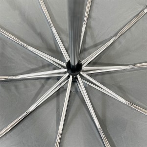 Ovida Hot Sale Paraplu van hoge kwaliteit Winddicht puur grijs 3-voudige paraplu Custom Logo Print regenparaplu