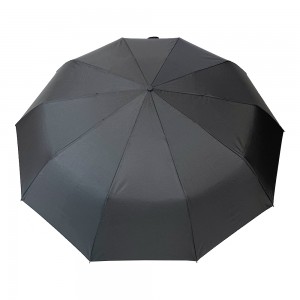 Ovida High Quality Full Black Chinese culture handle Three Folding Windproof Travel Umbrella with Automatic Open Automatic Close 3 Foldable
