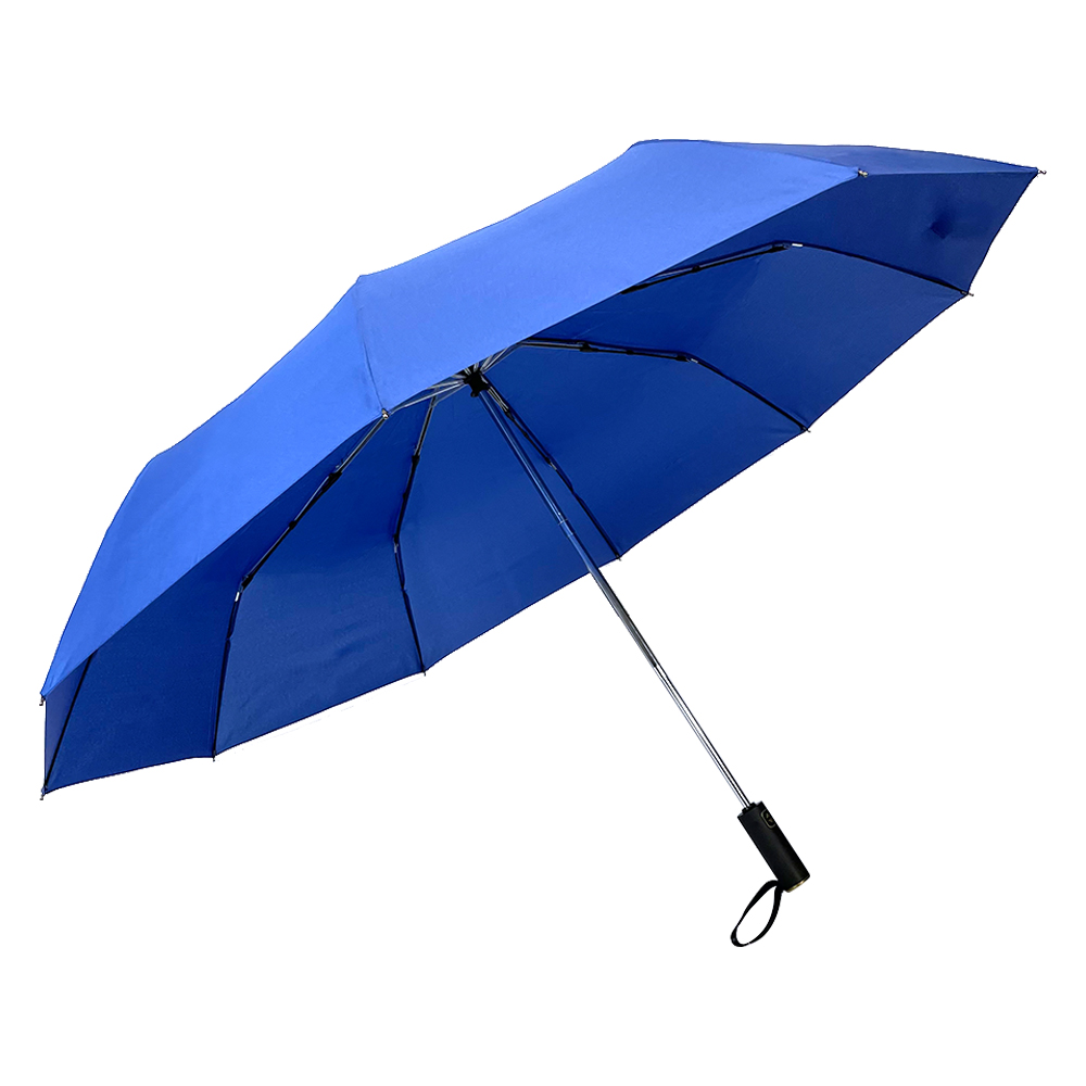 Paraguas de golf plegable automático de tres secciones Ovida de 27 pulgadas con monedas tradicionales chinas colores azul puro con estructura de aluminio sombrilla
