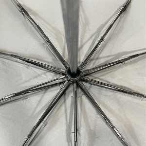 Ovida Teleskopická vlastná tlač 3-zložkový dáždnik Silný prenosný paraguaj v sivej farbe Auto Open Vysoko kvalitný 3-zložkový golfový dáždnik sombrilla
