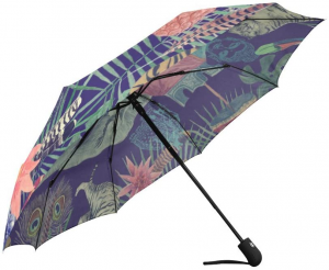 Guarda-chuva automático de três dobras Ovida Guarda-chuva adorável com 8 ossos com cola preta guarda-chuvas de proteção uv
