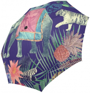 Ovida Sê Fold Umbrella Otomatîk Sunshade Lovely Umbrella bi 8-Bone bi sîwanên parastinê yên uv Glue reş