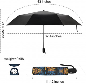 Paraugas de tres pliegues Ovida Parasol automático encantador paraguas con 8 ósos con pegamento negro paraguas de protección UV