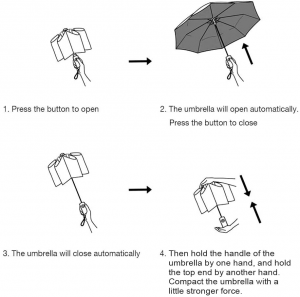 Ovida სამ დასაკეცი ქოლგა ავტომატური მზის ჩრდილი საყვარელი ქოლგა 8-ძვლიანი შავი წებოთი ულტრაიისფერი დამცავი ქოლგებით