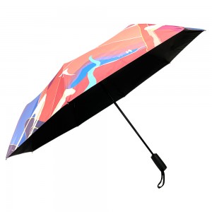 Ovida 3 つ折り傘印刷ピンクマウンテンパターン傘ギフトセット用