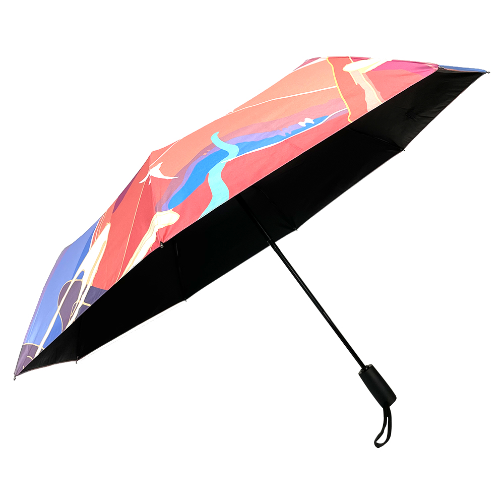Ovida 3-opvouwbare parapluprint met roze bergpatroonparaplu voor cadeauset
