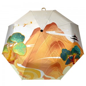 Guarda-chuva de 3 dobras Ovida Atacado guarda-chuva de estilo chinês para promoção