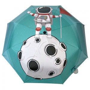 Ovida 3-składany parasol Nadruk z astronautami Wzór kartonu Logo Dostosowany parasol na prezent