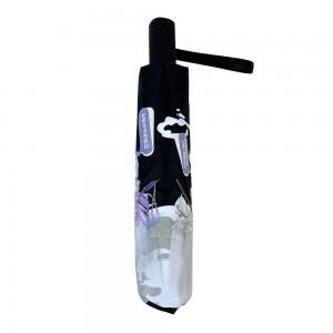 Ovida 3-vikbara paraply Cool kartongmönster tryckparaply Promotion Paraply