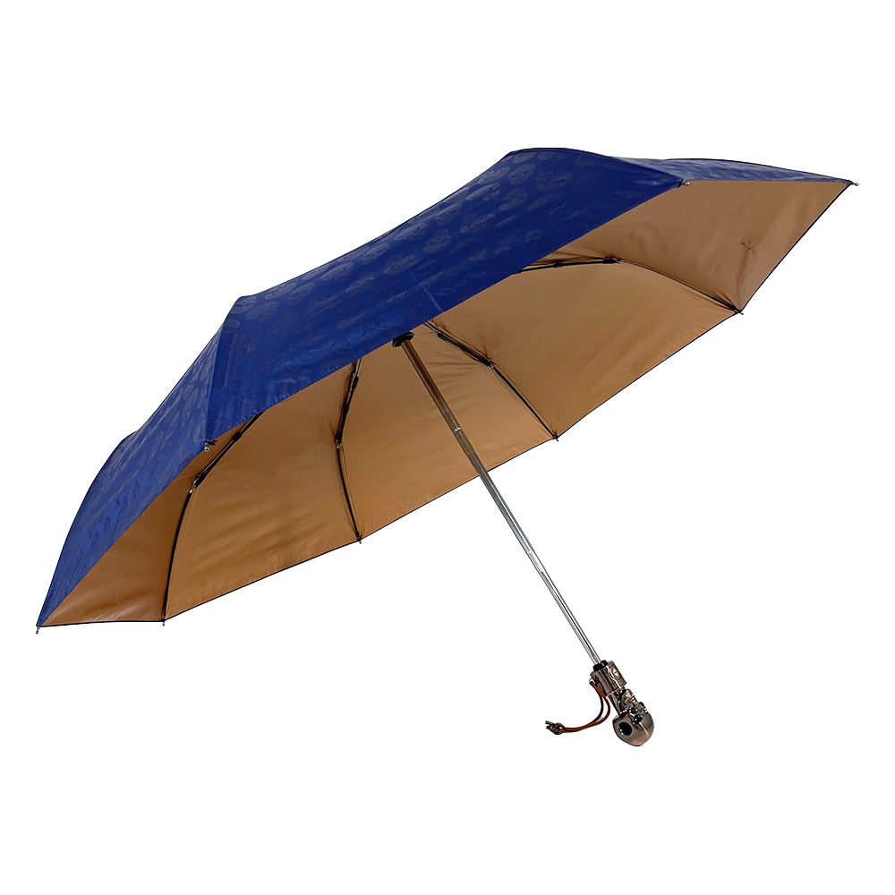 Ovida Taschenschirm, hochwertiger Regenschirm, einzigartiger Regenschirm mit Totenkopfmuster und Griff