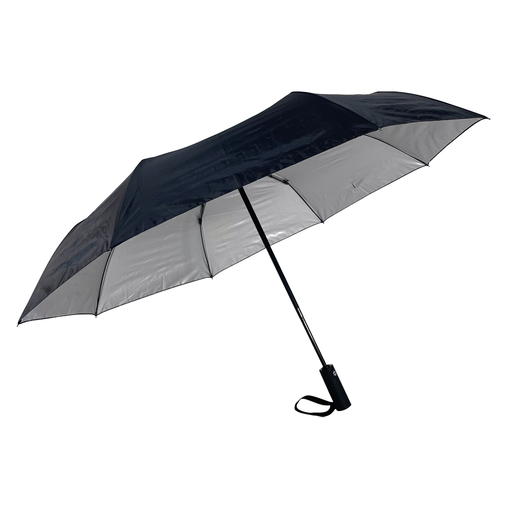 Parapluie pliant Ovida en tissu pongé avec parapluie de protection UV enduit d'argent Parapluie personnalisé