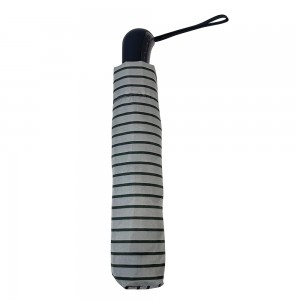 Ovida فولڈنگ چھتری سیاہ اور سفید دھاری والی چھتری کے ساتھ لوگو کسٹم پیٹرن کی چھتری