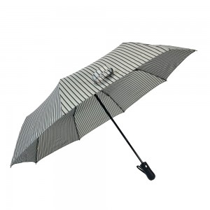Payung Lipat Ovida Payung Belang Hitam Dan Putih Dengan Logo Payung Corak Tersuai