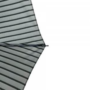 Складна парасолька Ovida. Чорно-біла смугаста парасолька з логотипом. Парасолька на замовлення.