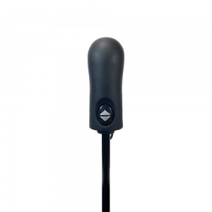 Ovida Folding Umbrella Black Pongee Fabric Rubberized Long Handle Na May Custom na Logo