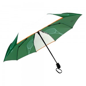 Ovida Tag Nrho Tsis Siv Neeg Folding Umbrella luam tawm ntawm Tennis Racket Pattern Custom Umbrella