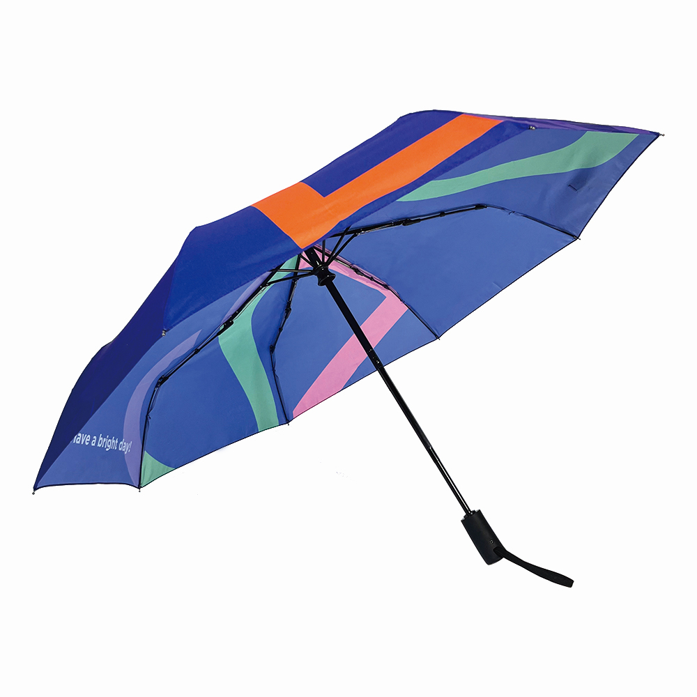 Ovida 21 დიუმიანი 8 ნეკნიანი დასაკეცი ქოლგა დაბეჭდილი ფერადი ნიმუშით მორგებული ლოგოს ქოლგა