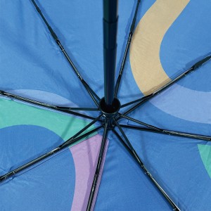 Ovida 21 collu 8 ribu saliekams lietussargs, kas apdrukāts ar krāsainu rakstu, pielāgotu logotipu lietussargs