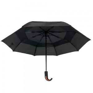 Ovida 21-palcový skladací dáždnik s 8 rebrami, dvojvrstvový, super vetruodolný dáždnik s logom