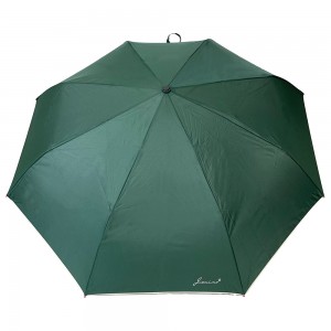 Paraguas plegable Ovida 3, costillas de fibra de vidrio rojas, paraguas personalizado con logotipo, bolsa única