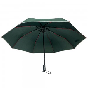 Ovida 3-преклопен чадор Црвен стаклени ребра Прилагоден чадор со лого Уникатна торба